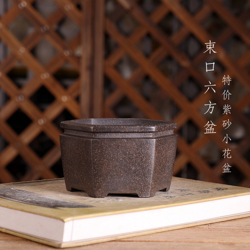 Bonsai Garden With Sand - Hexagon Bonsai Pot, Purple Sand, Nature
