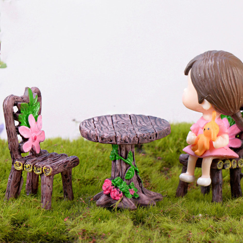 Bonsai Garden Miniature - 5Sets Resin Miniature Chair Table Garden