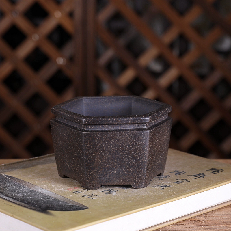 Hexagon Bonsai Pot, Purple San - огляд і ціна Bonsai Garden With Sand